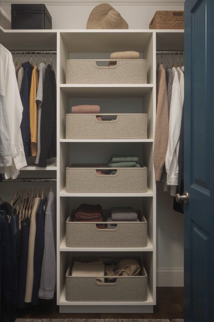Tiered Organizers Inside Wardrobe Shelves