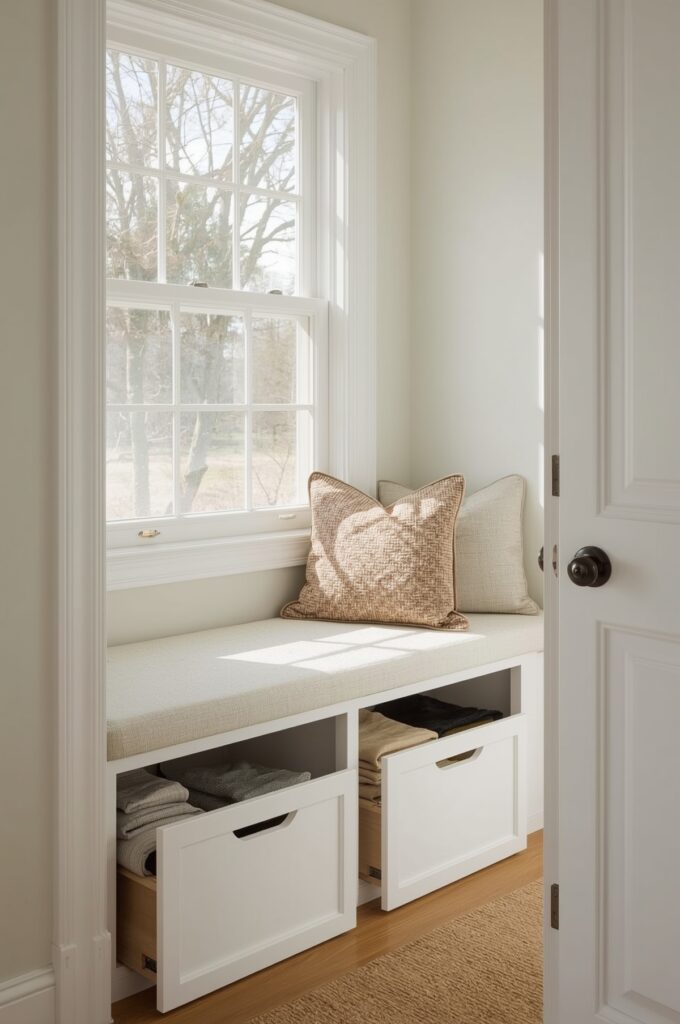 Incorporate Hidden Drawers Beneath Benches