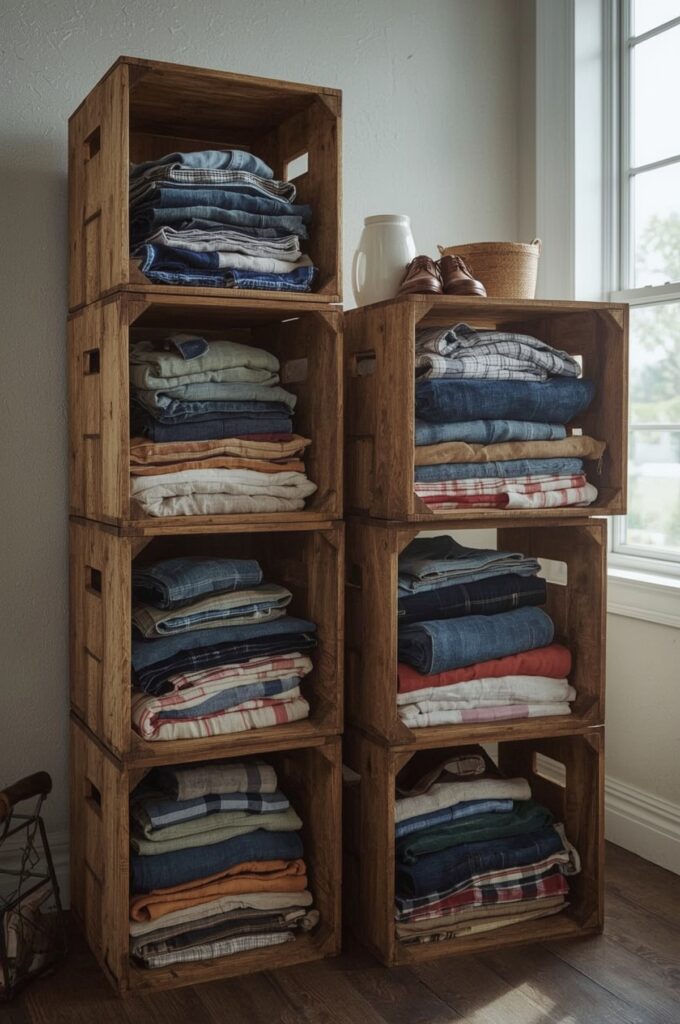 Use Stackable Crates for Casual Folded Items