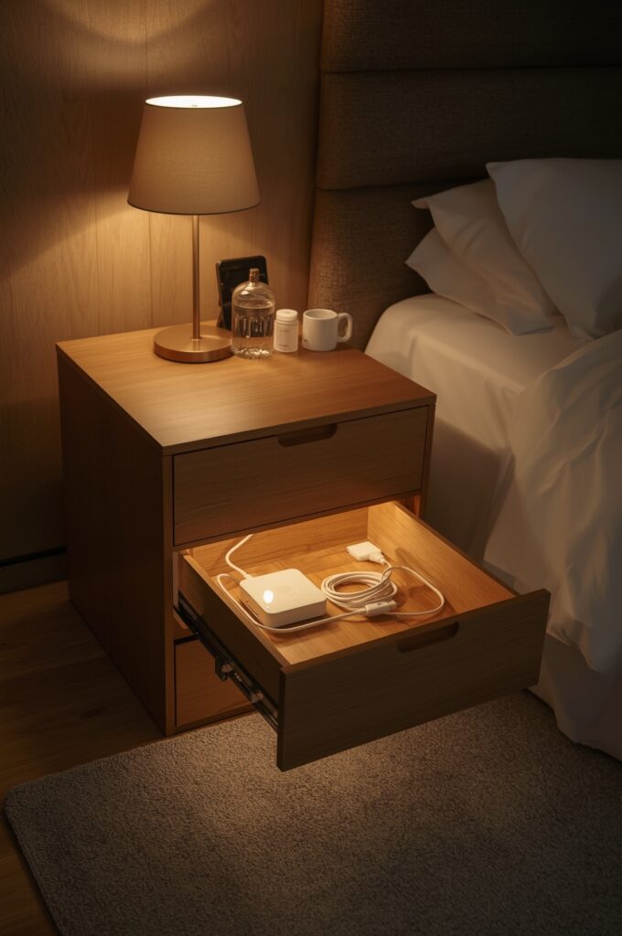 Bedside Tables with Hidden Charging Drawers