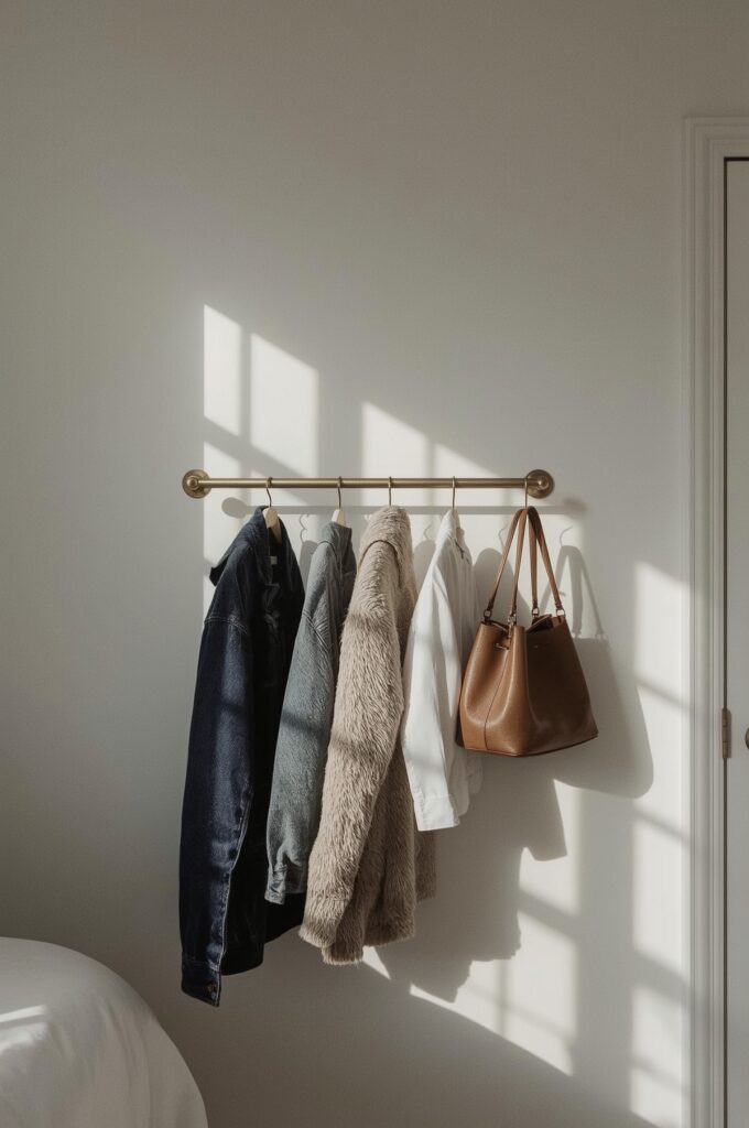 Use Wall-Mounted Rails for Frequently Worn Items