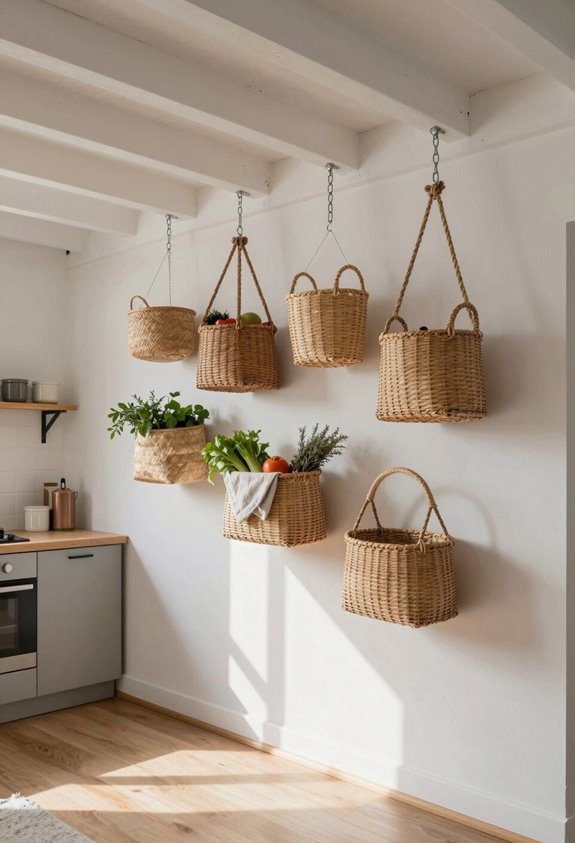 ceiling storage with baskets
