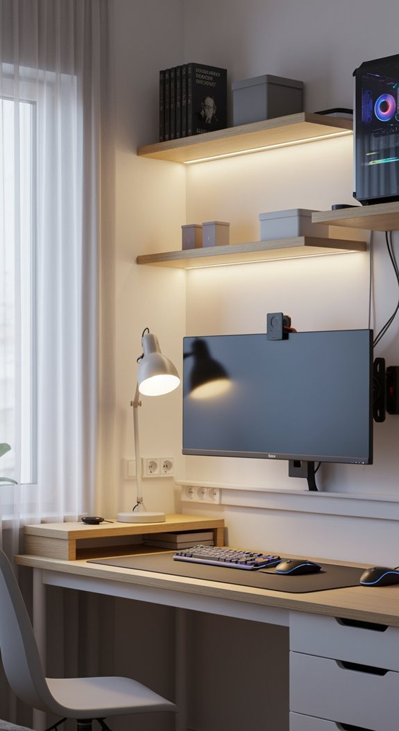 comfortable desk lighting setup