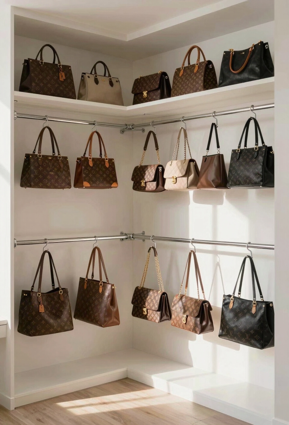 efficient closet bag organization
