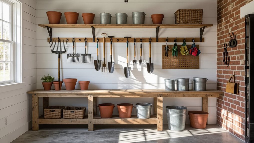 garden tool wall organization