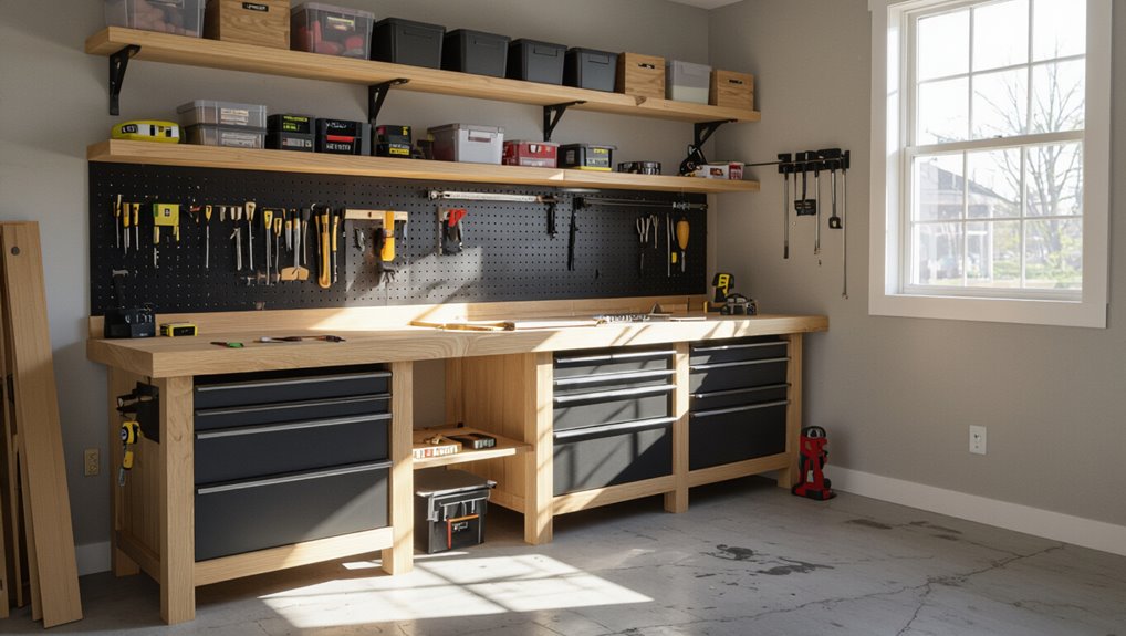 integrated tool storage workbench
