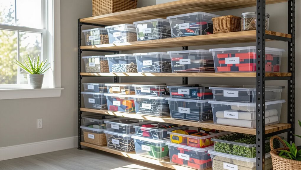 label clear storage bins