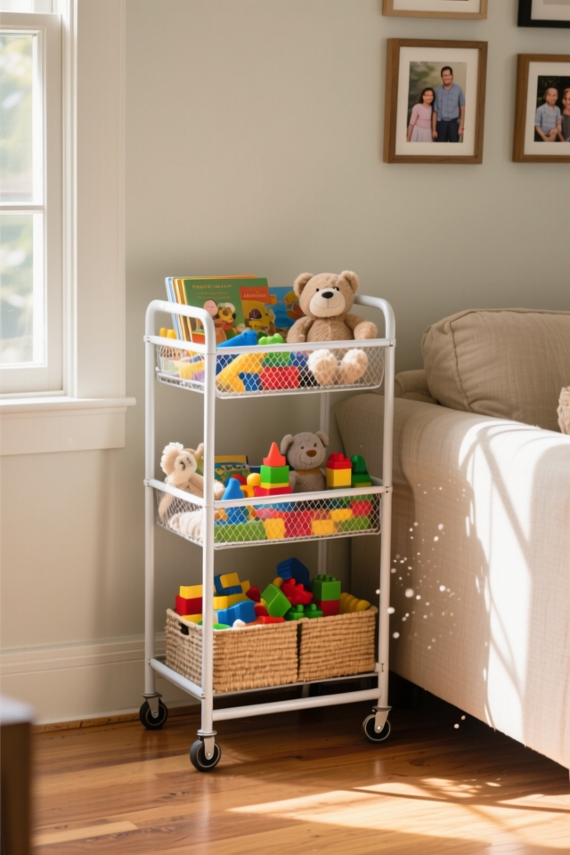 narrow mobile toy storage