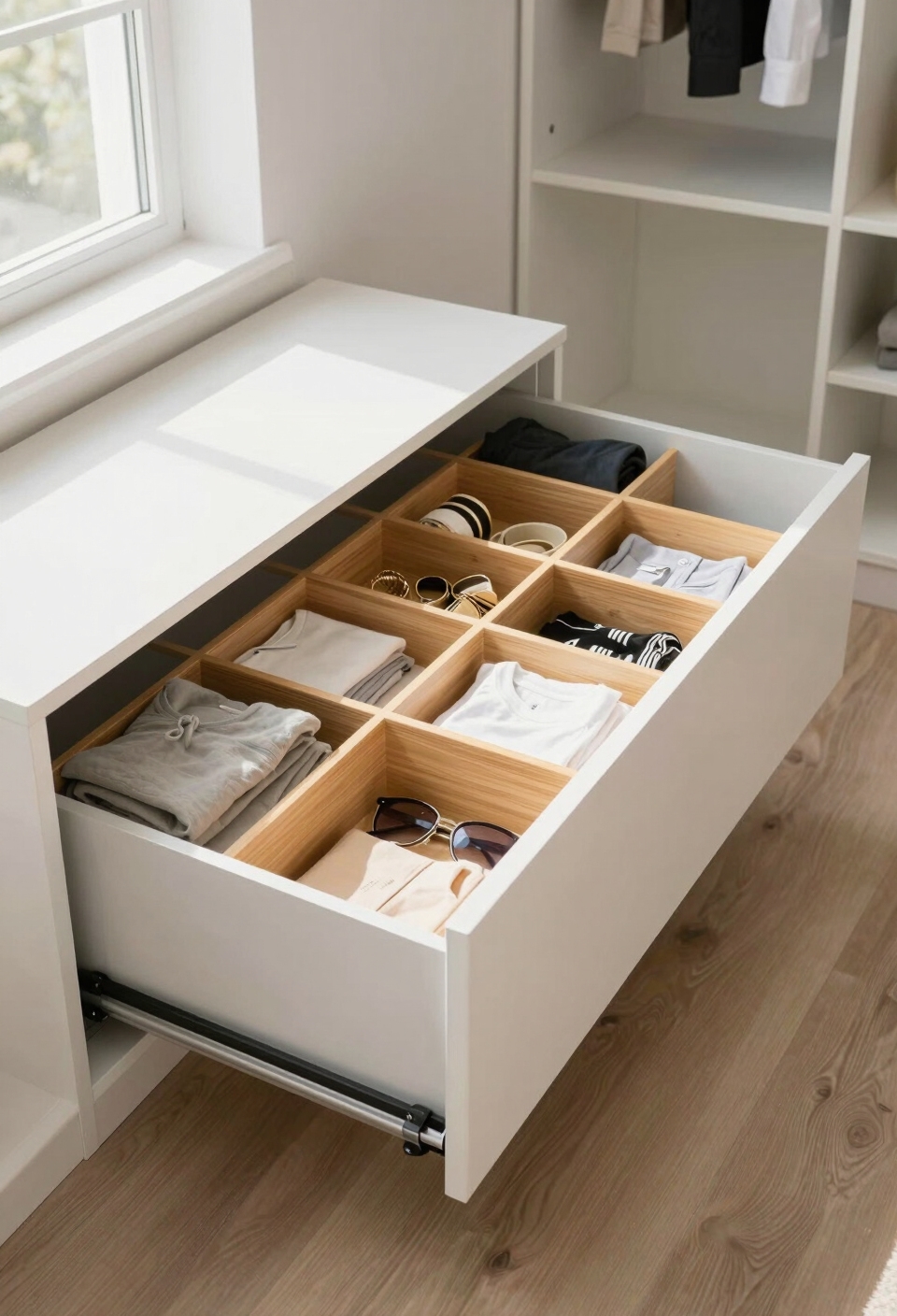 organize closet drawer items