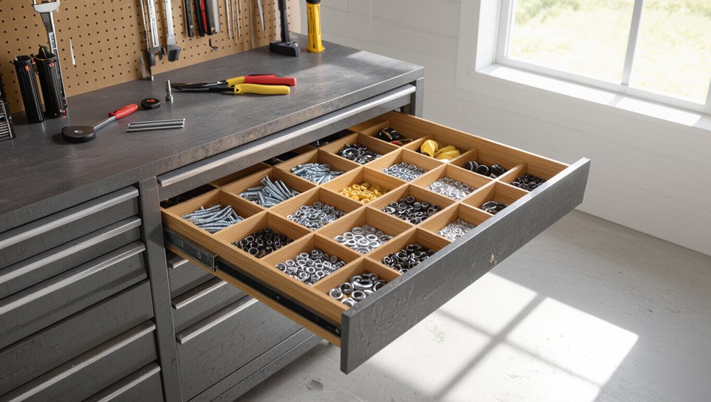 organize hardware with dividers