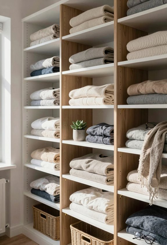 organized shelf with dividers