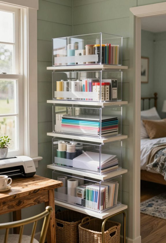 organized supplies in bins