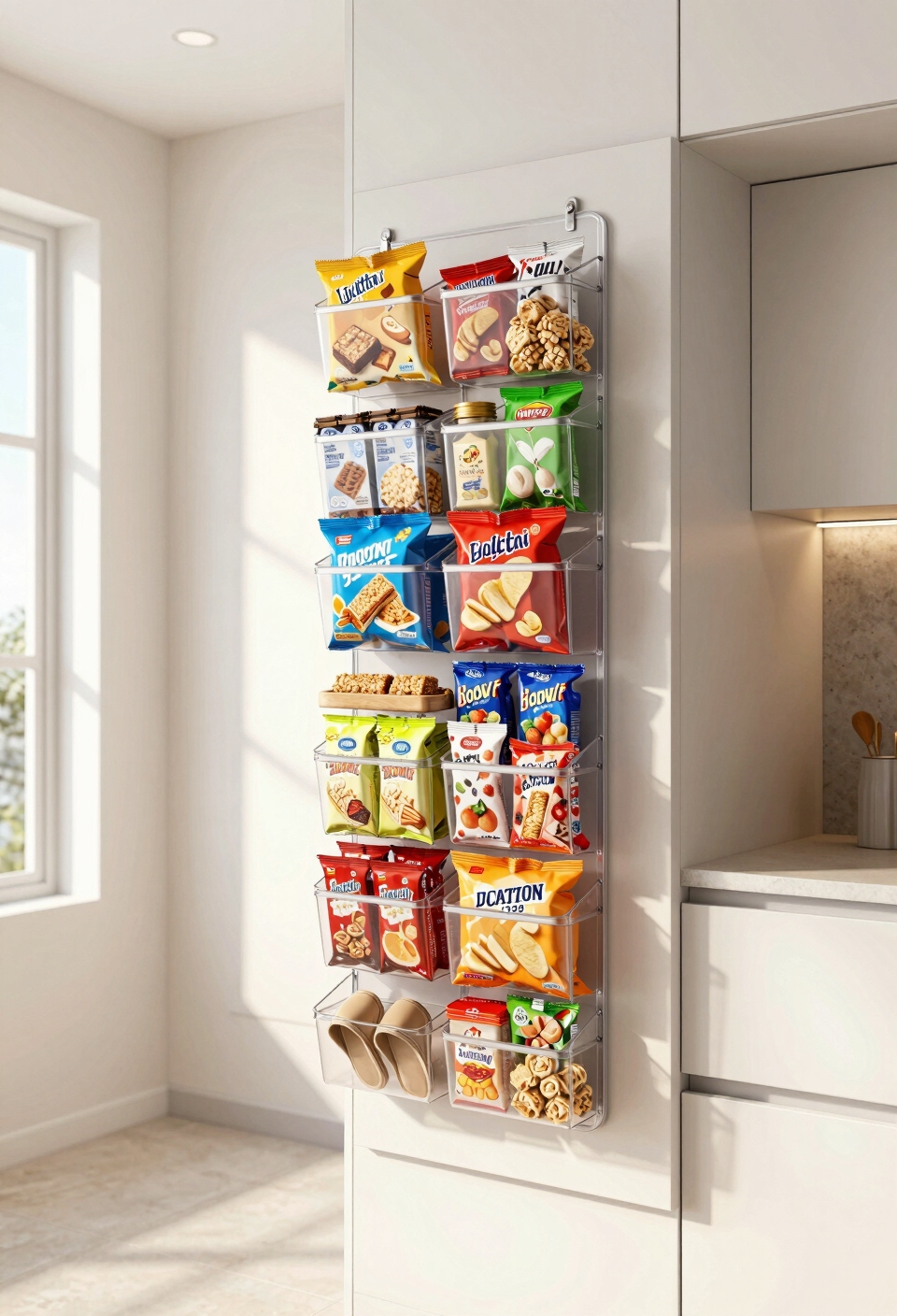 repurposed shoe organizer snacks