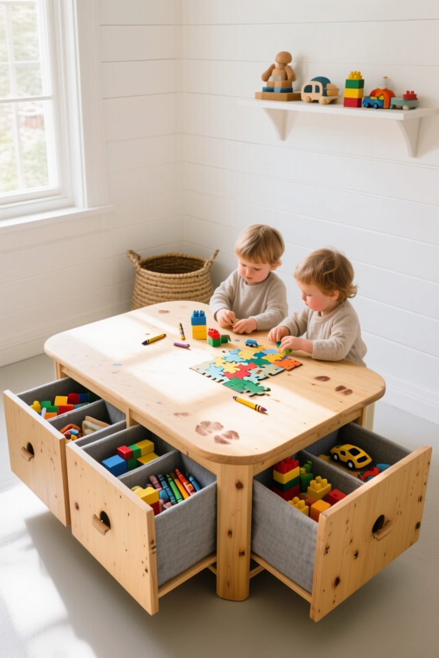 space saving play table storage