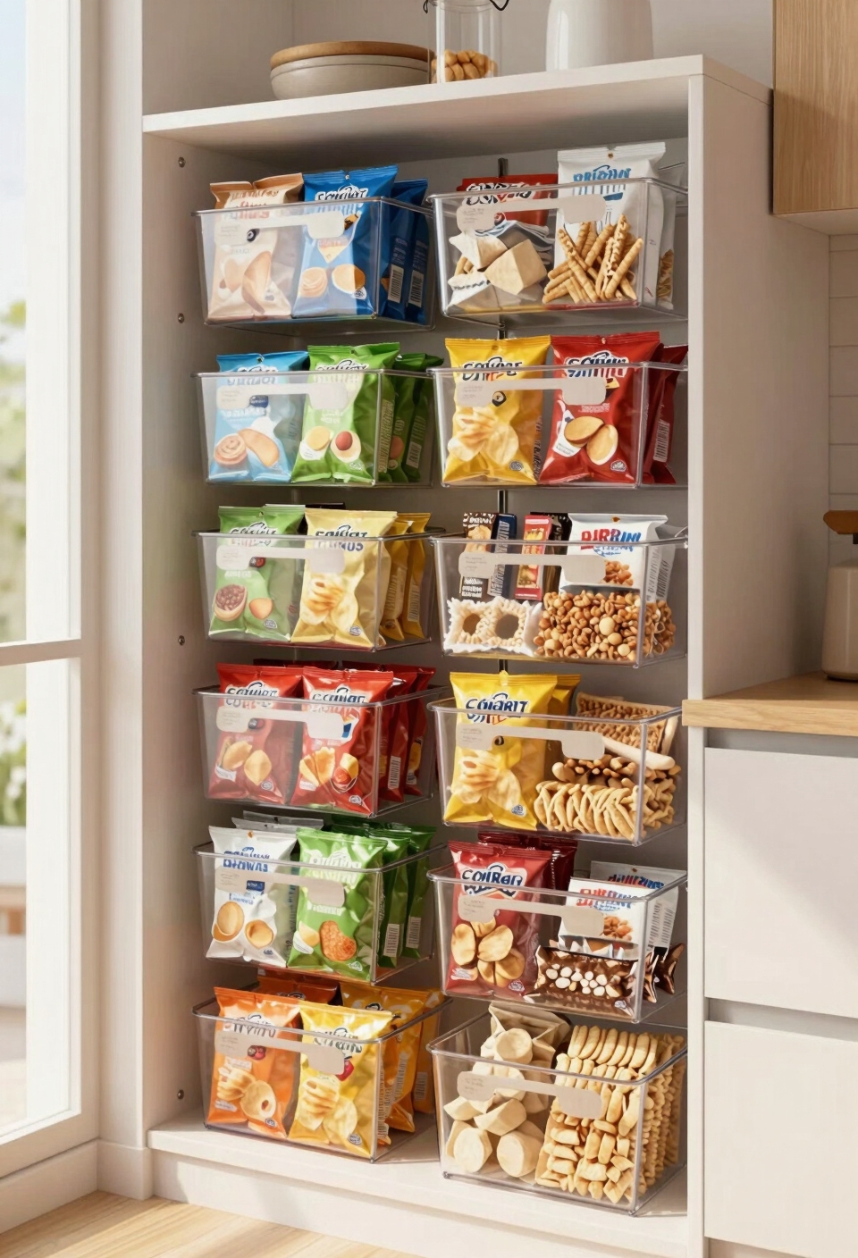 stackable labeled storage bins