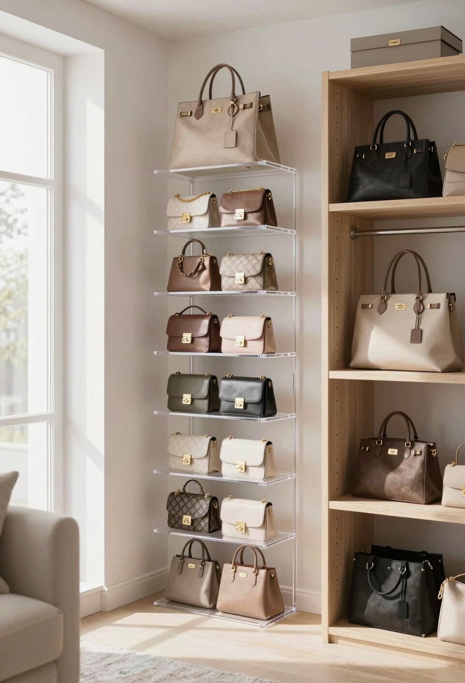 vertical bag storage solution