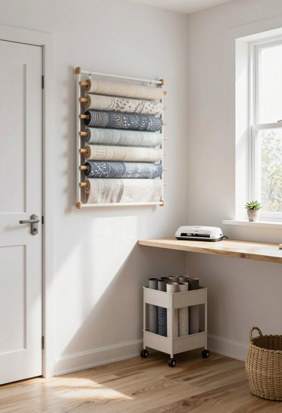 vertical fabric roll storage