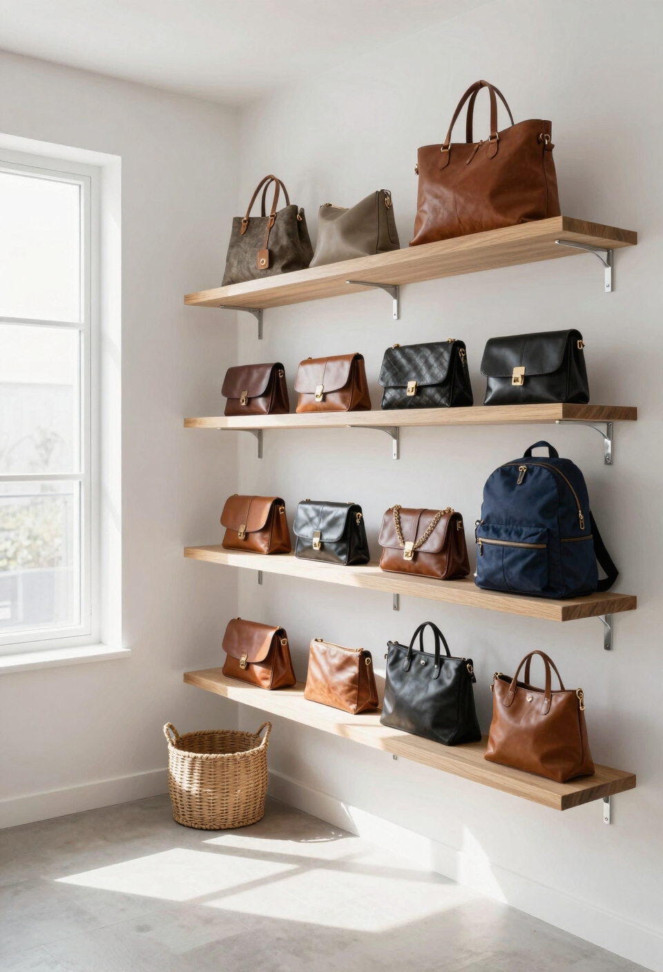 vertical hanging shelf organization