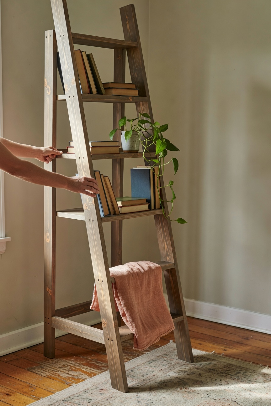 adjustable height ladder bookshelf