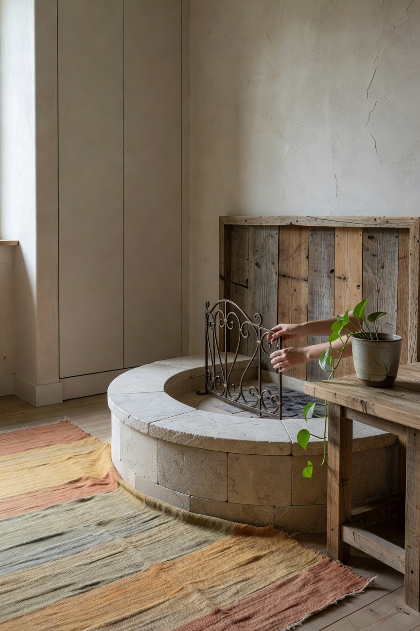 circular stone fire feature