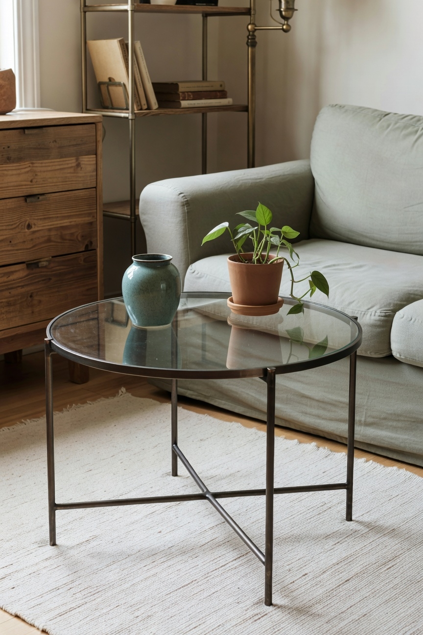 contemporary round glass table