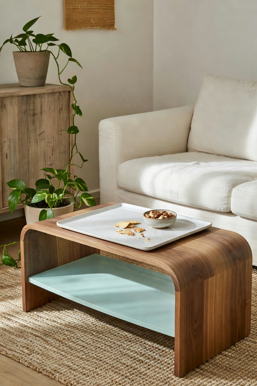 curved coffee table with tray