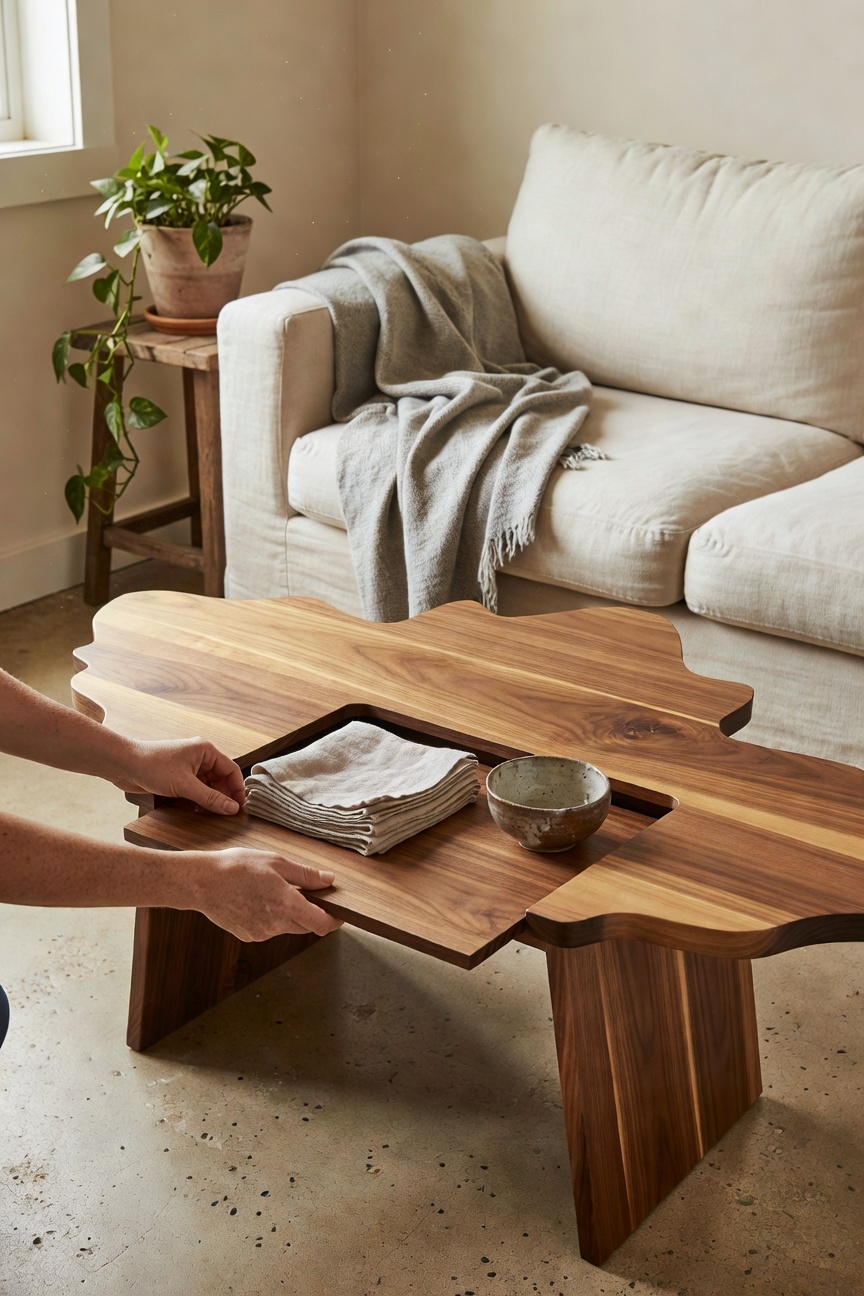 curved wooden leaf coffee table