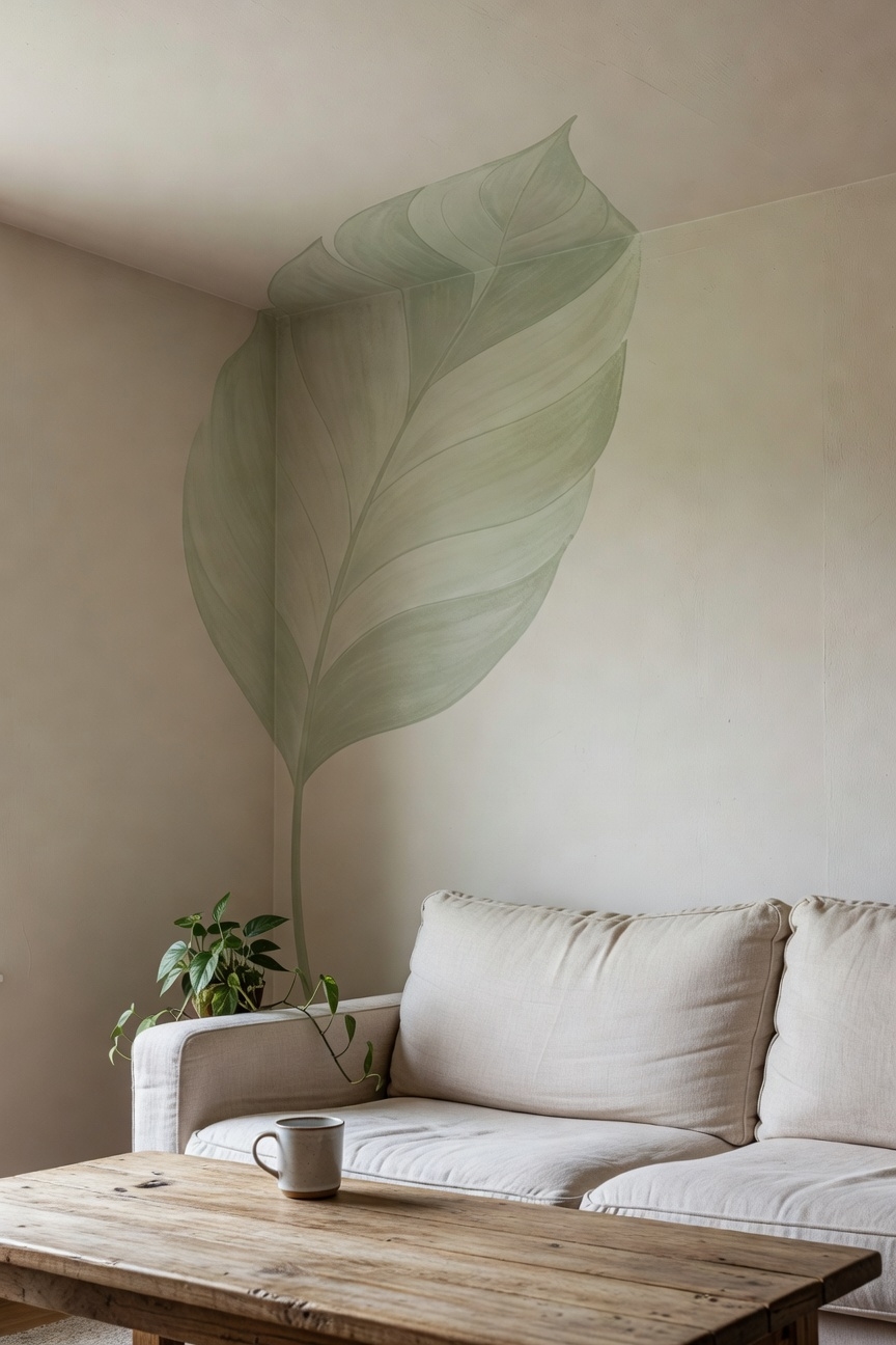 delicate leaf silhouette painting