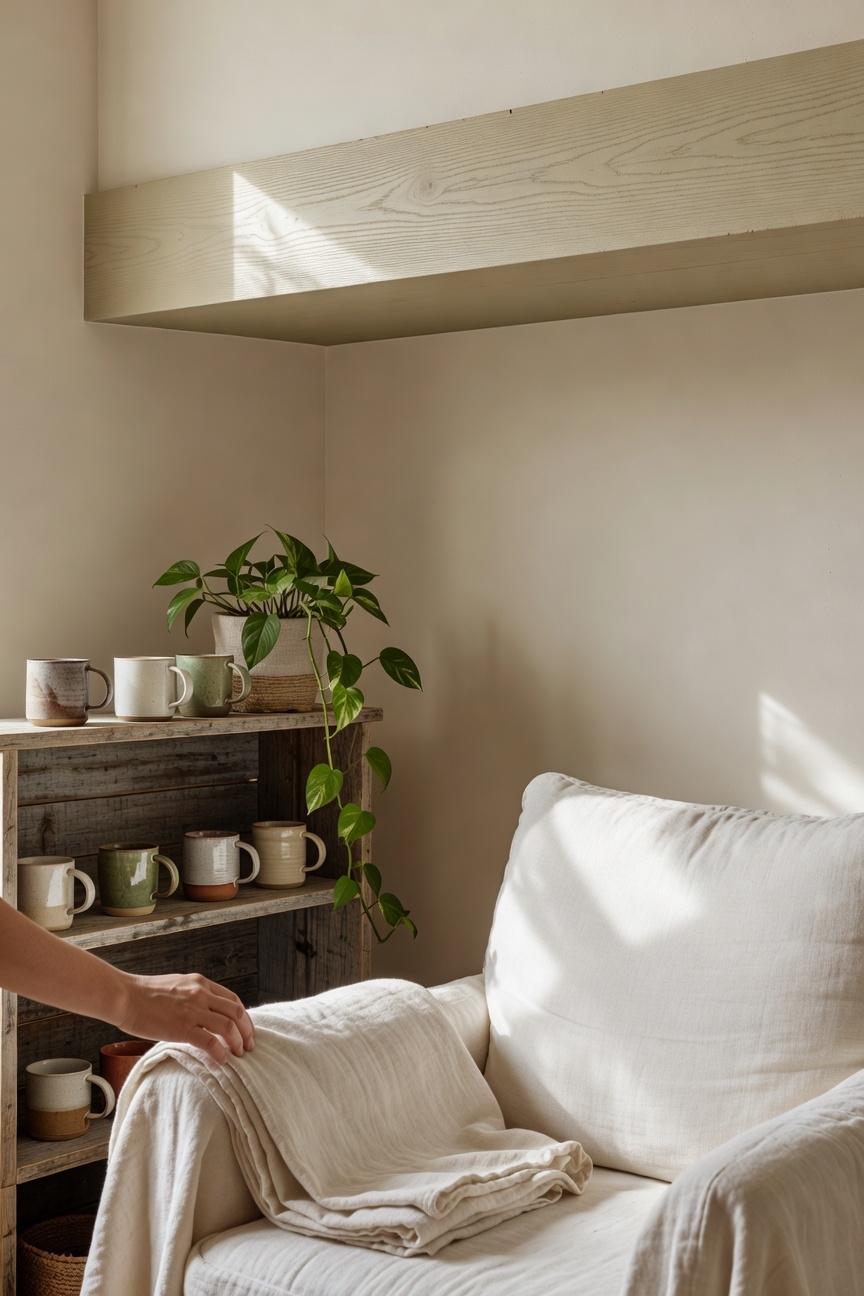light birch ceiling beam accents