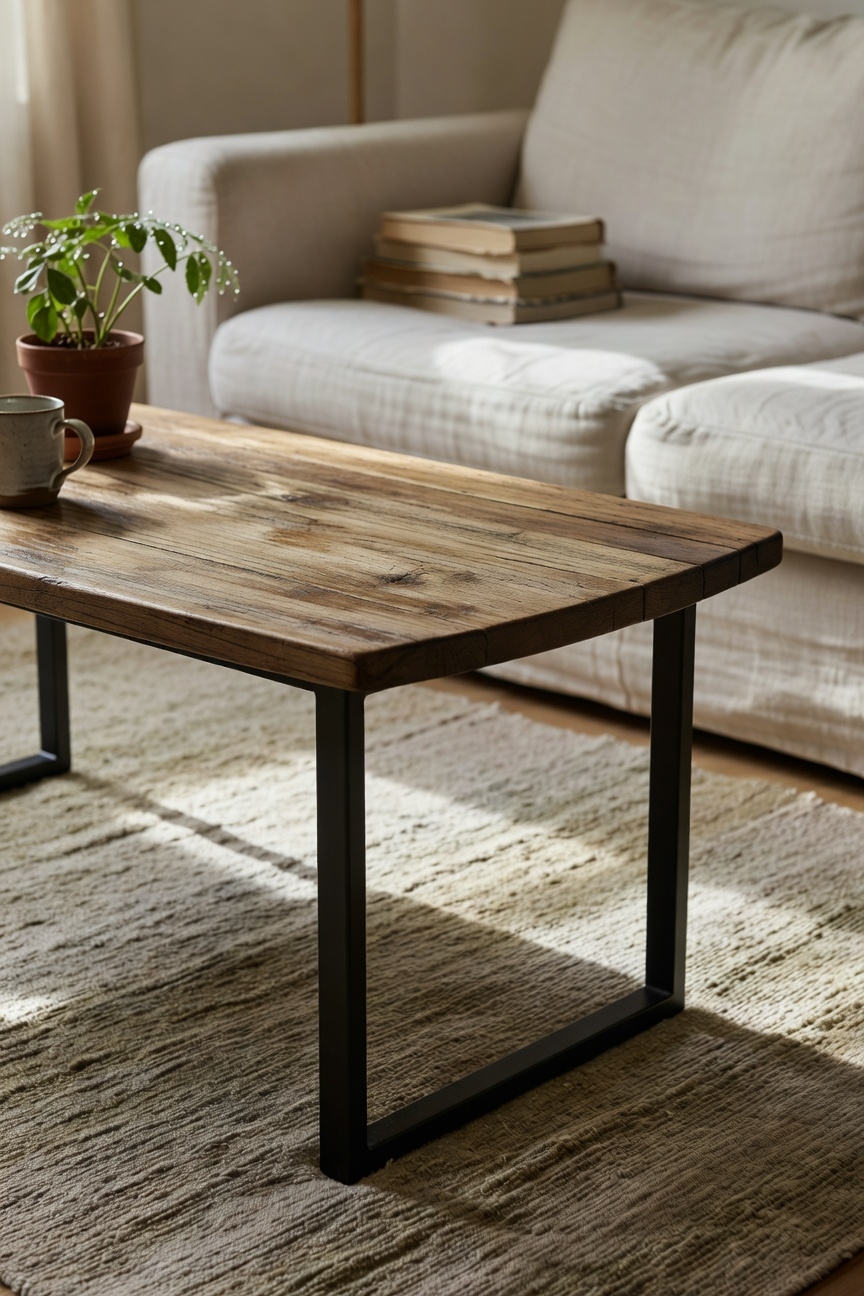 reclaimed wood metal legs