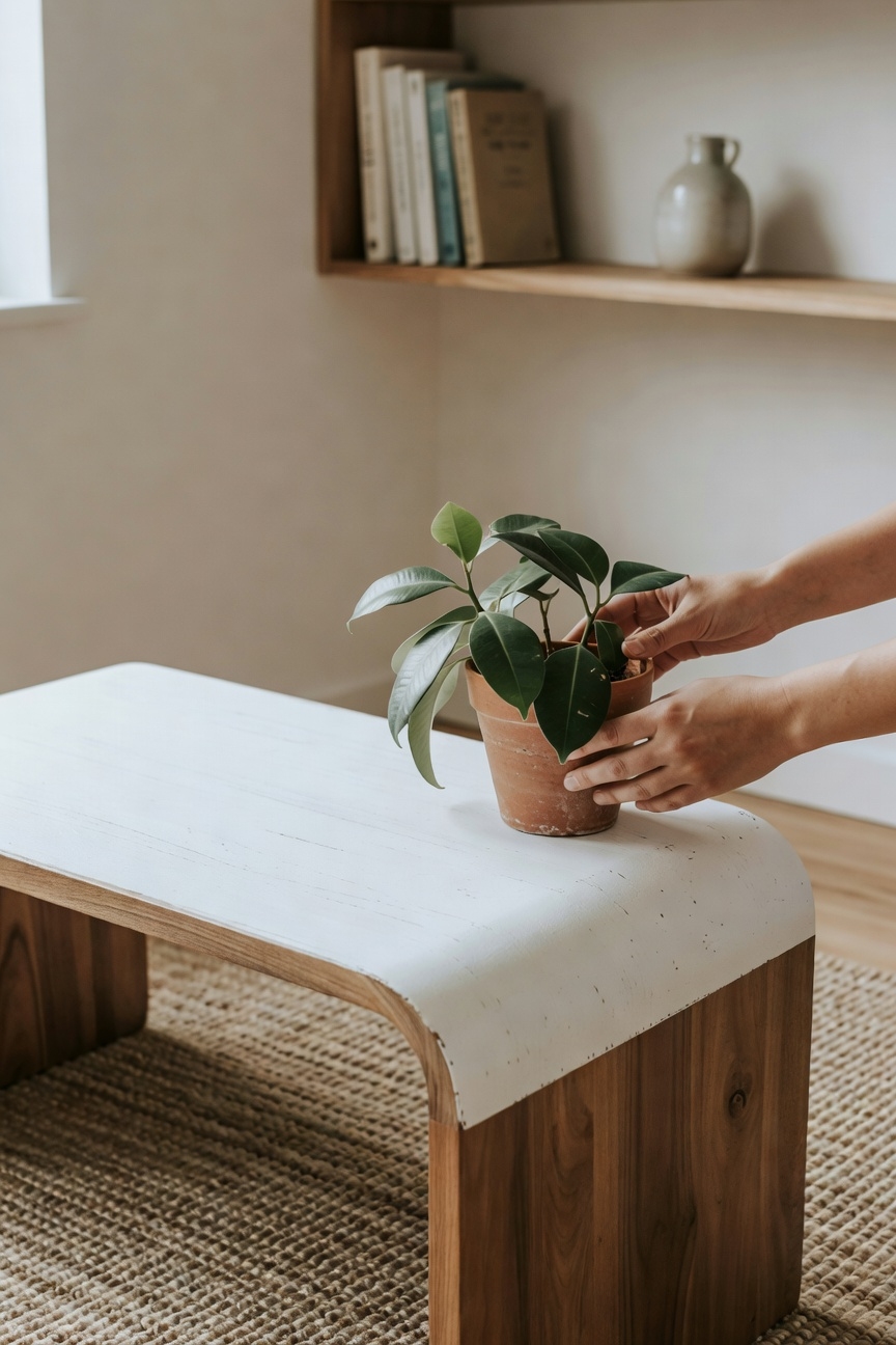 sleek curved minimalist table