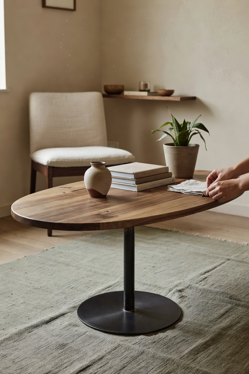sleek oval pedestal coffee table