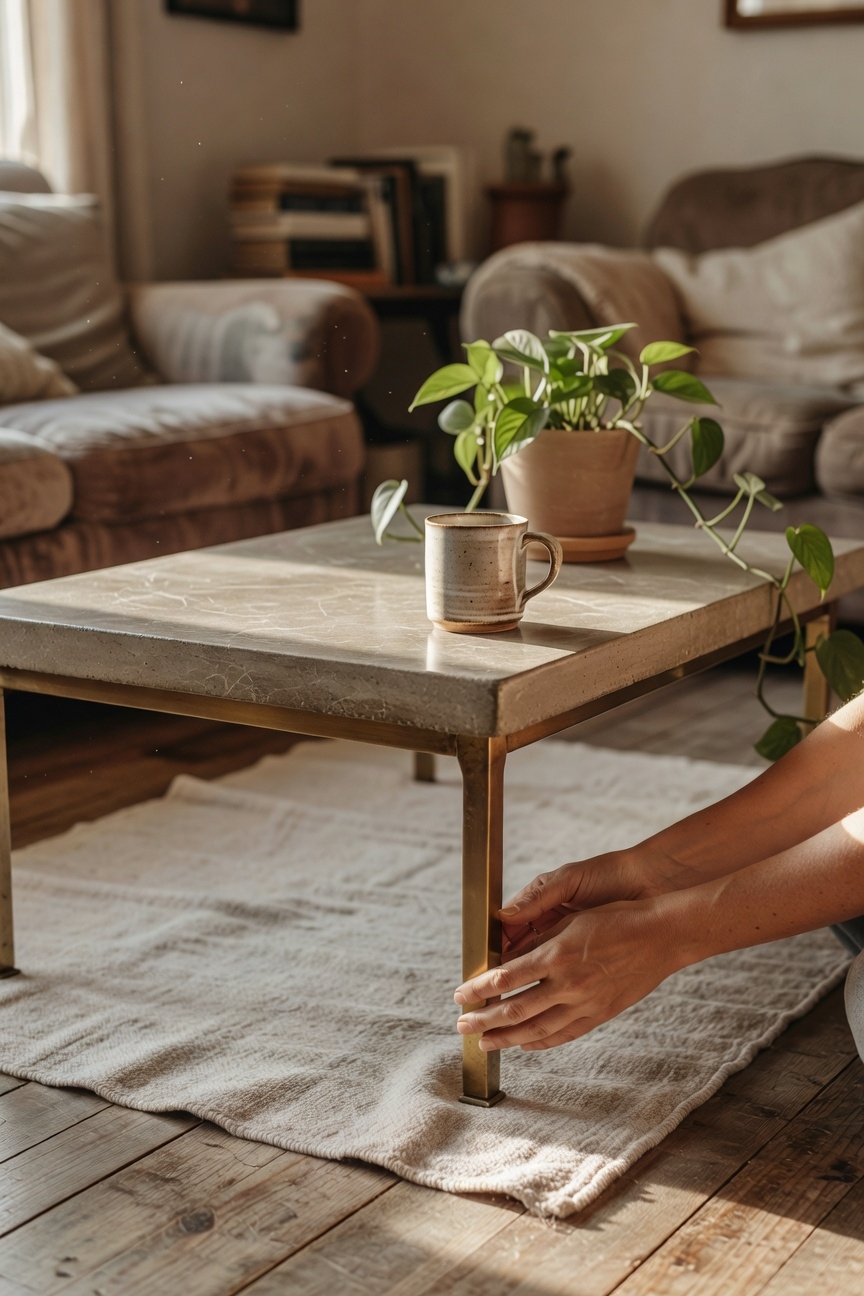 sleek polished concrete table