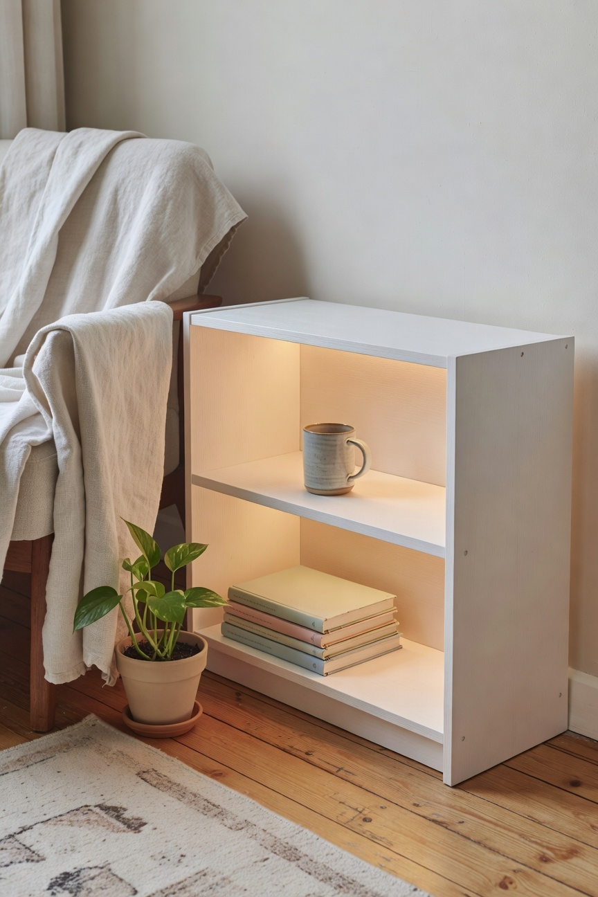 sleek white bookshelf design