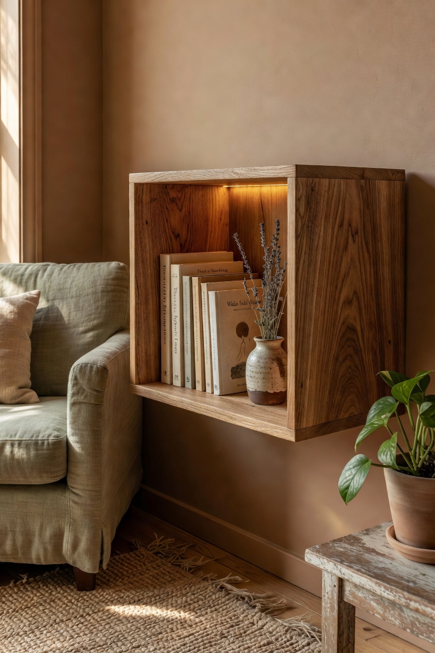 stylish floating bookshelf design