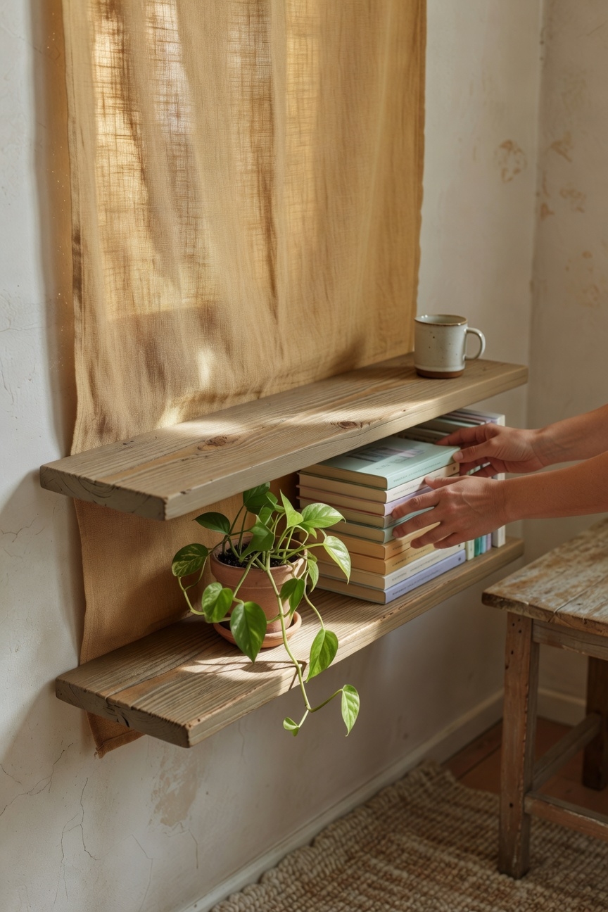 stylish wall mounted bookshelf design