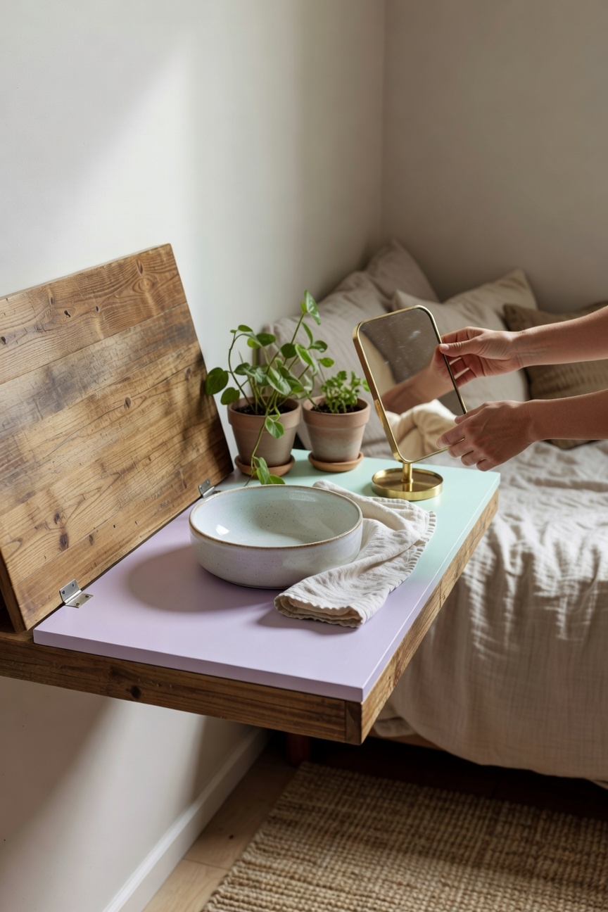 transform desk into vanity