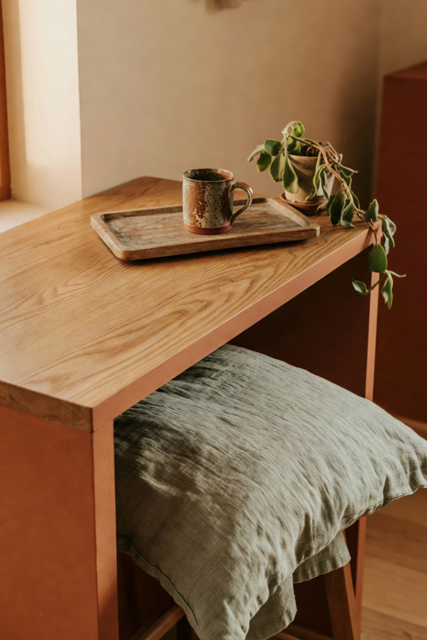 warm terracotta trim accents