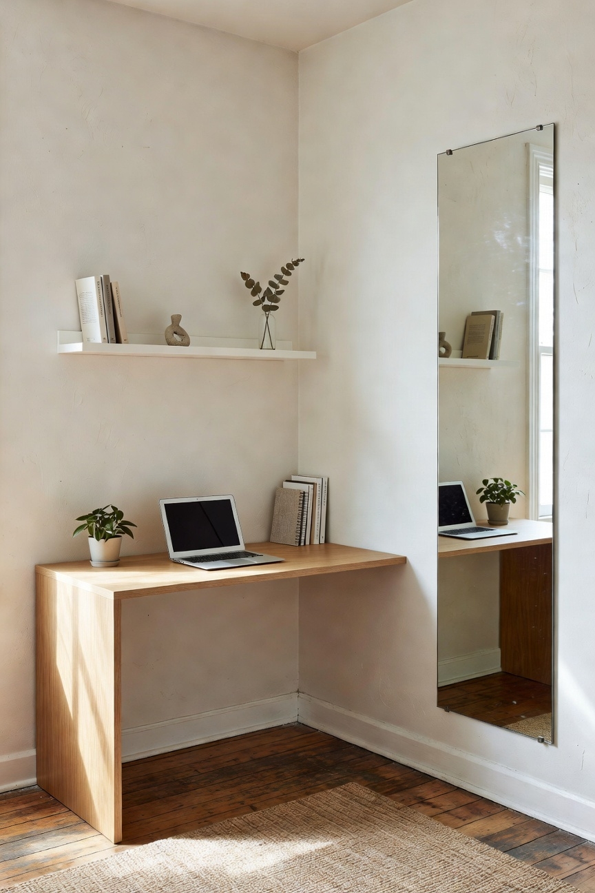 angled corner desk setup