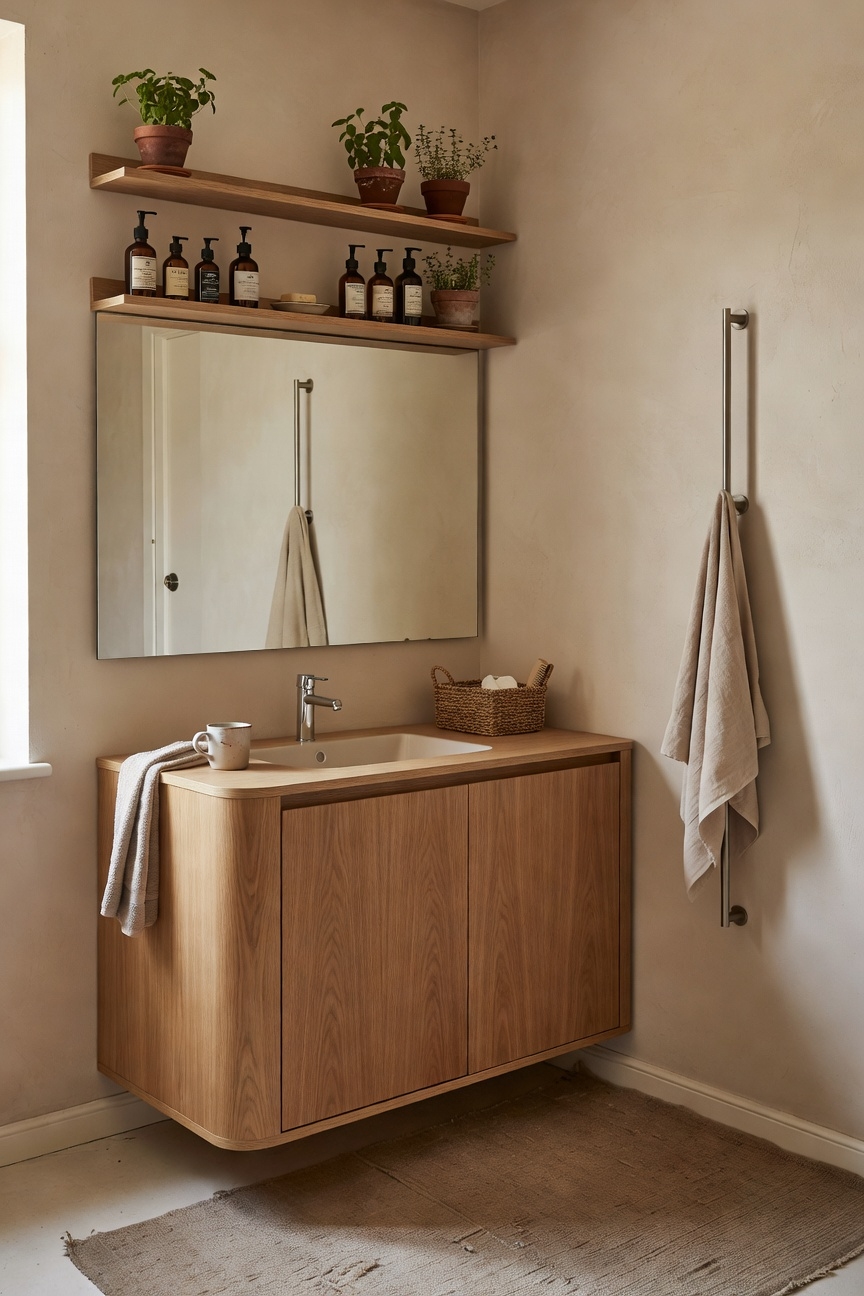corner vanity with rounded edges