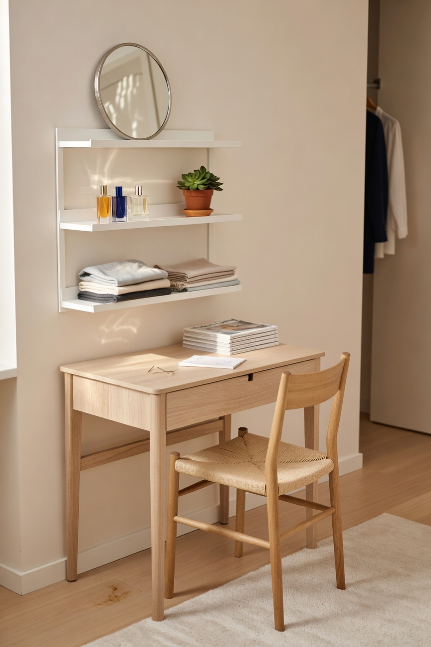 elegant wooden shelves with accents