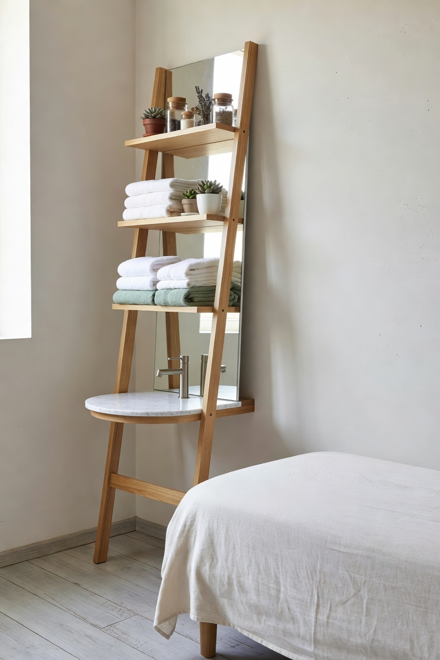ladder shelf with rustic charm