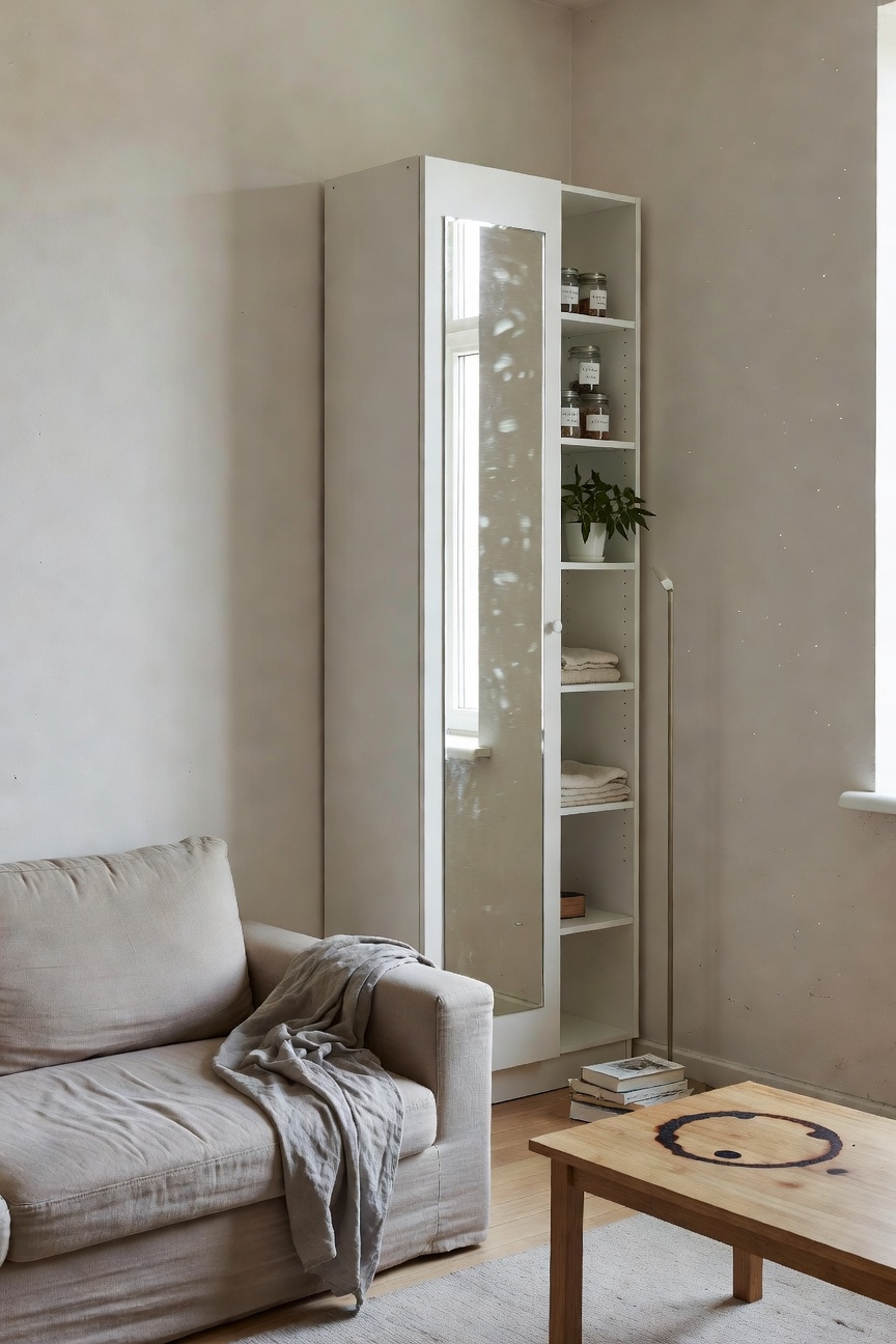 mirror enhances cabinet safety