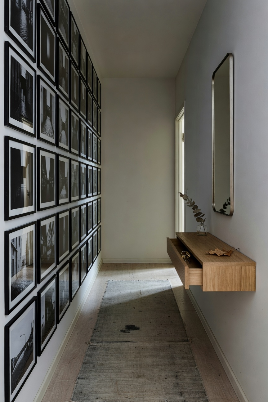 narrow hallway picture display