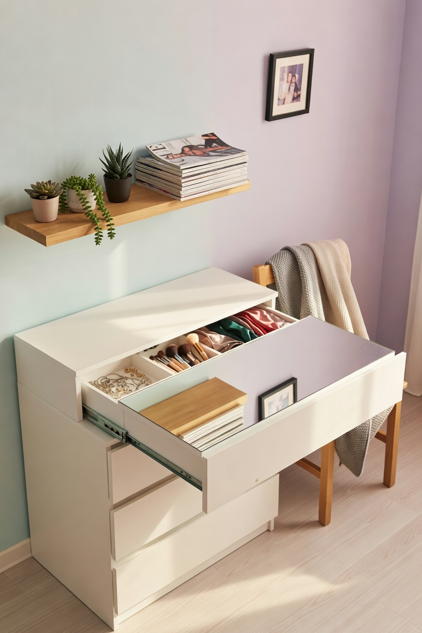 pull out mirror with hidden storage