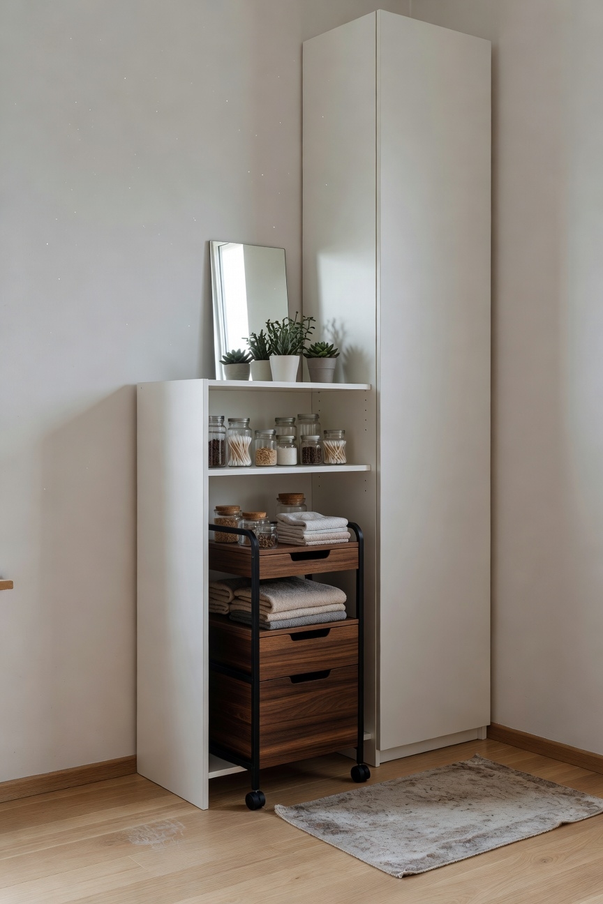 rolling cart transforms cabinet space