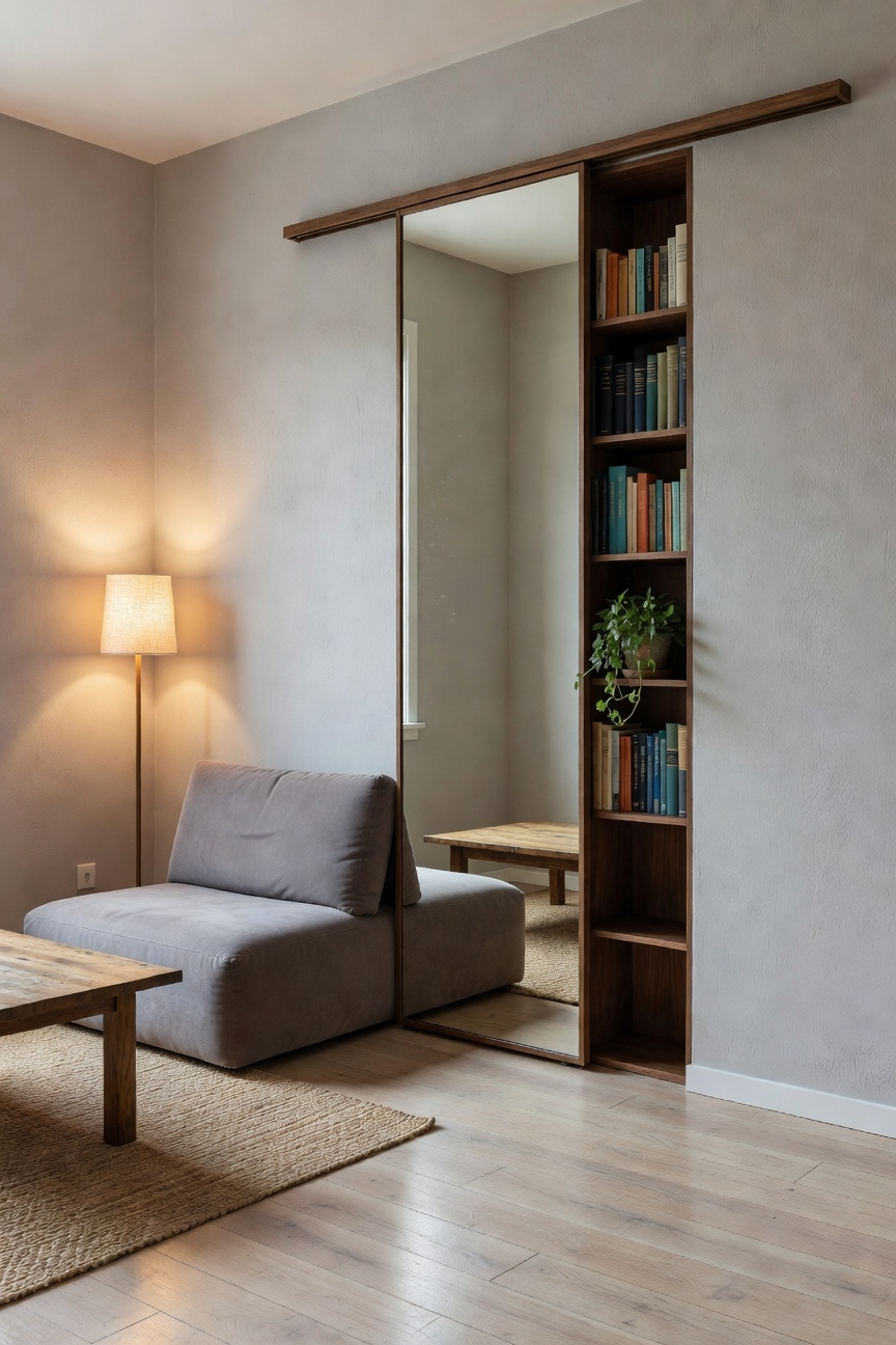 sliding privacy mirror feature