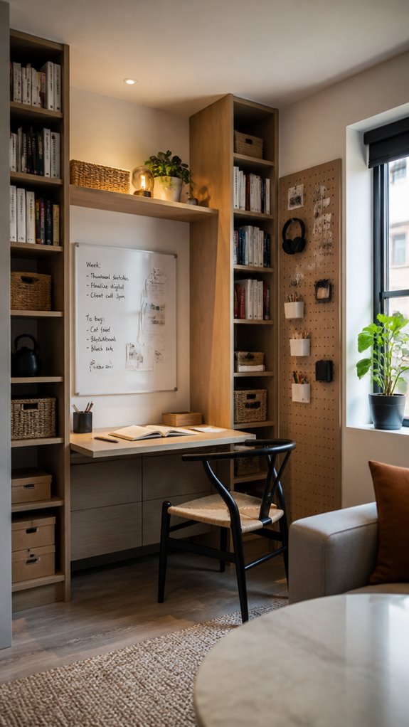 corner desks with vertical shelves