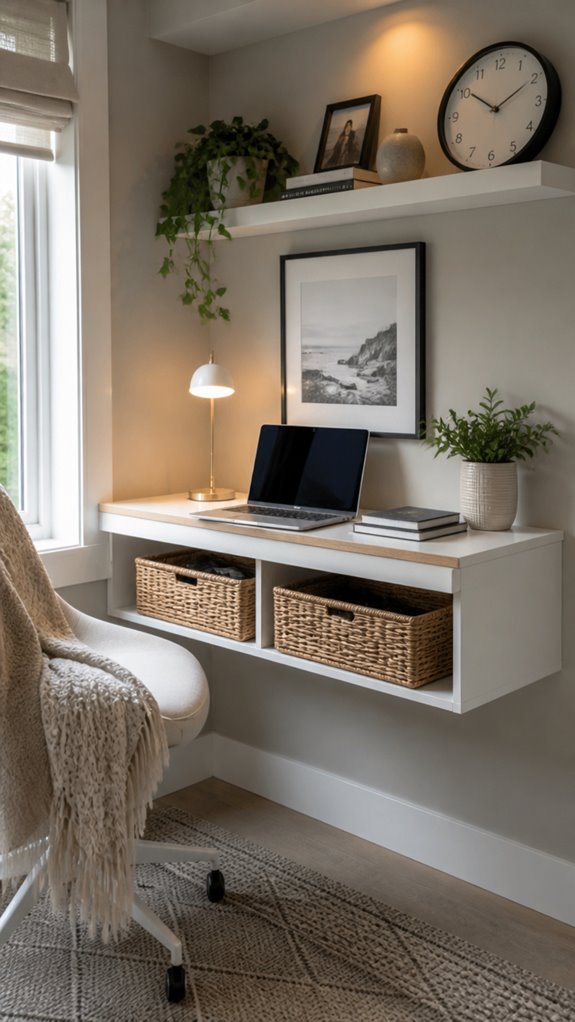 floating shelves with storage
