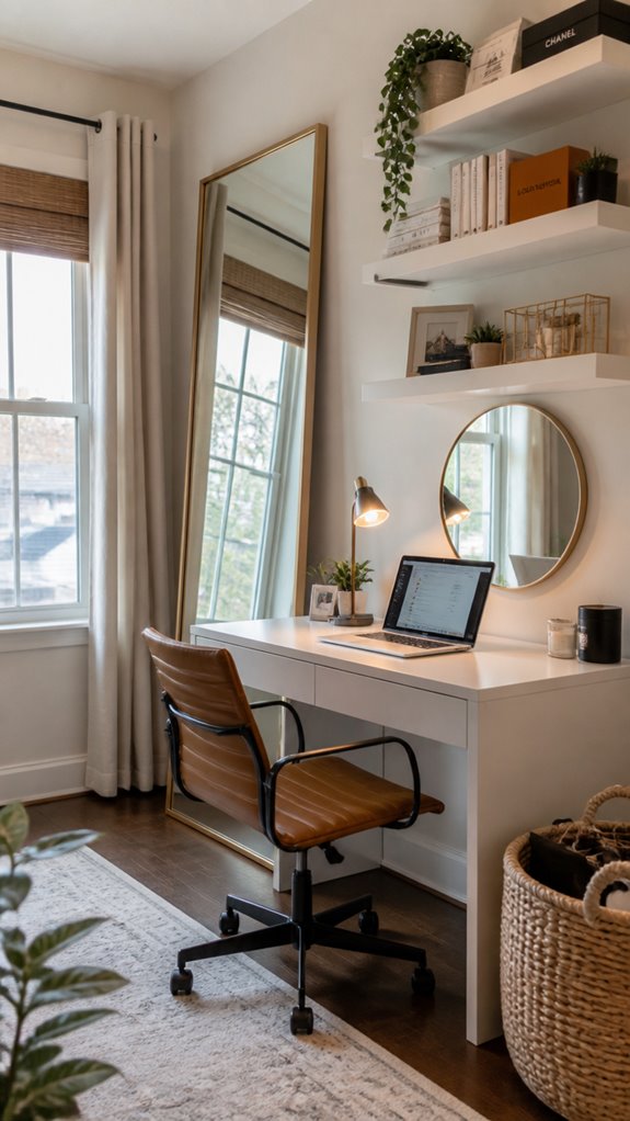 mirrors and lighting enhance space